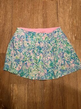 Lilly Pulitzer Luxletic Maryanna Skort Breakwater Blue Seashells N Bells